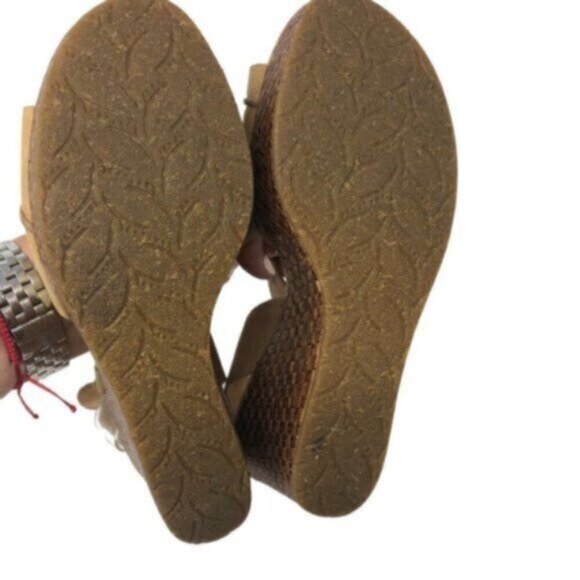 Maya | Tan Leather Mid Wedge Heel Ankle Strap Sandals Shoes Size 9 - Picture 6 of 10